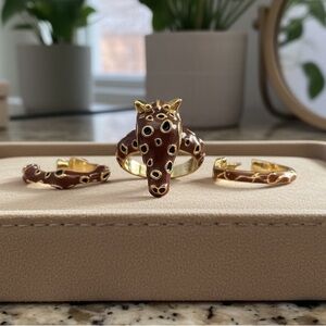 Elegant Gold and Brown Animal Ring Set